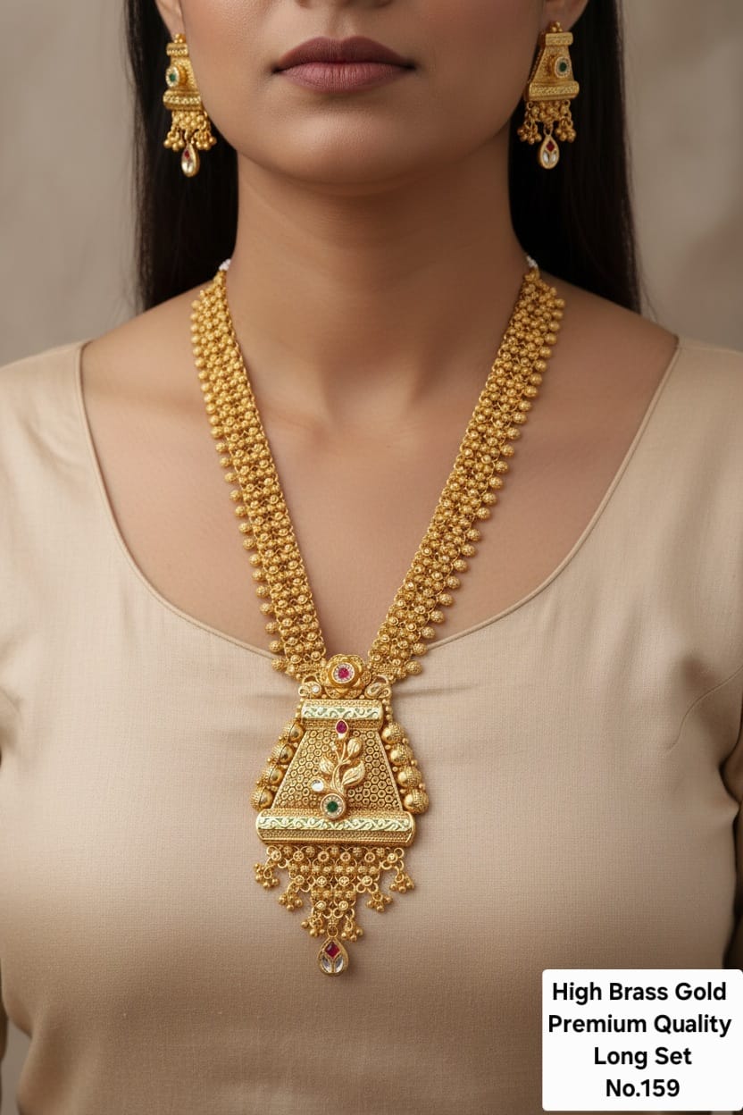 Brass Gold Plated Viral Longset For Women Partyware/ treditional