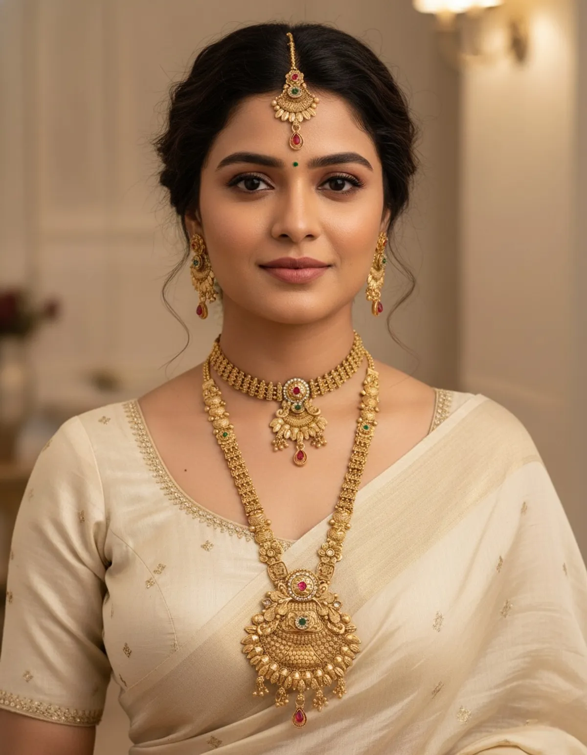 DESIGNER GOLD PLETED NECKLECE COMBO SET