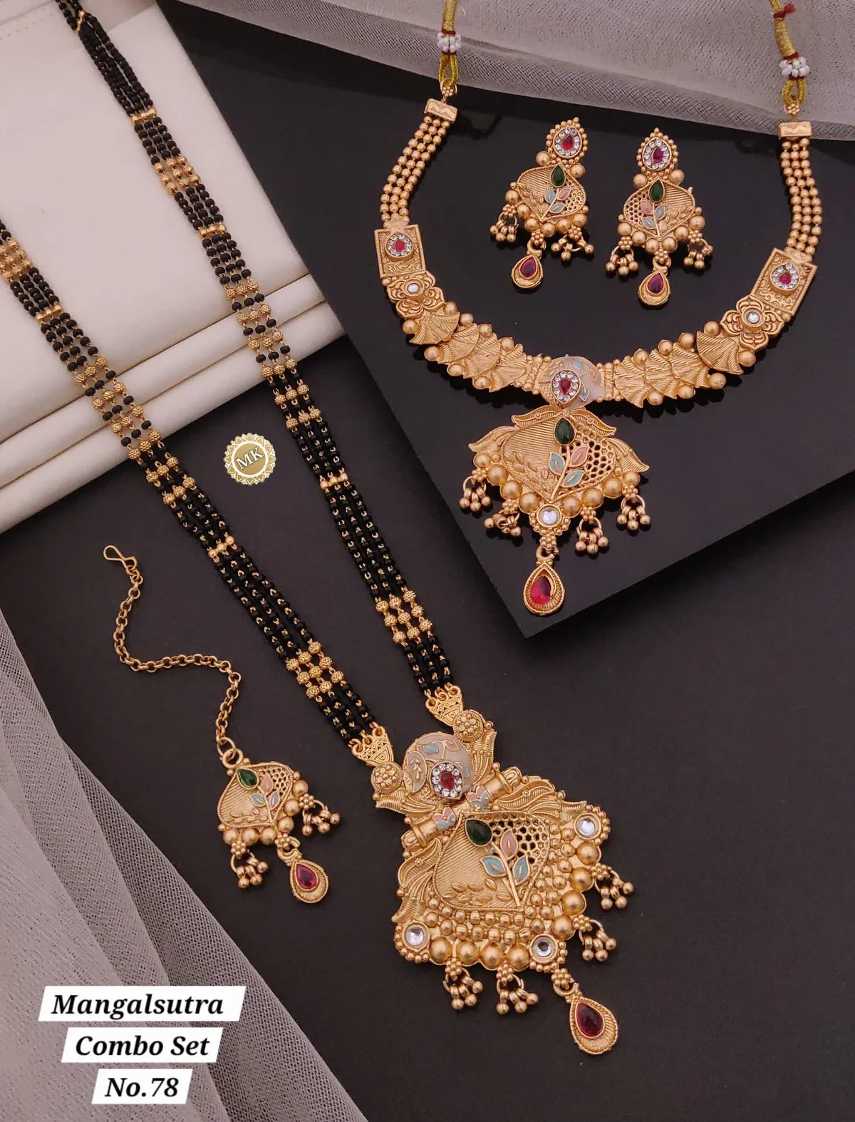 Gold_Pleated_Mangalsutra_Combo_Set  Premium_Quality