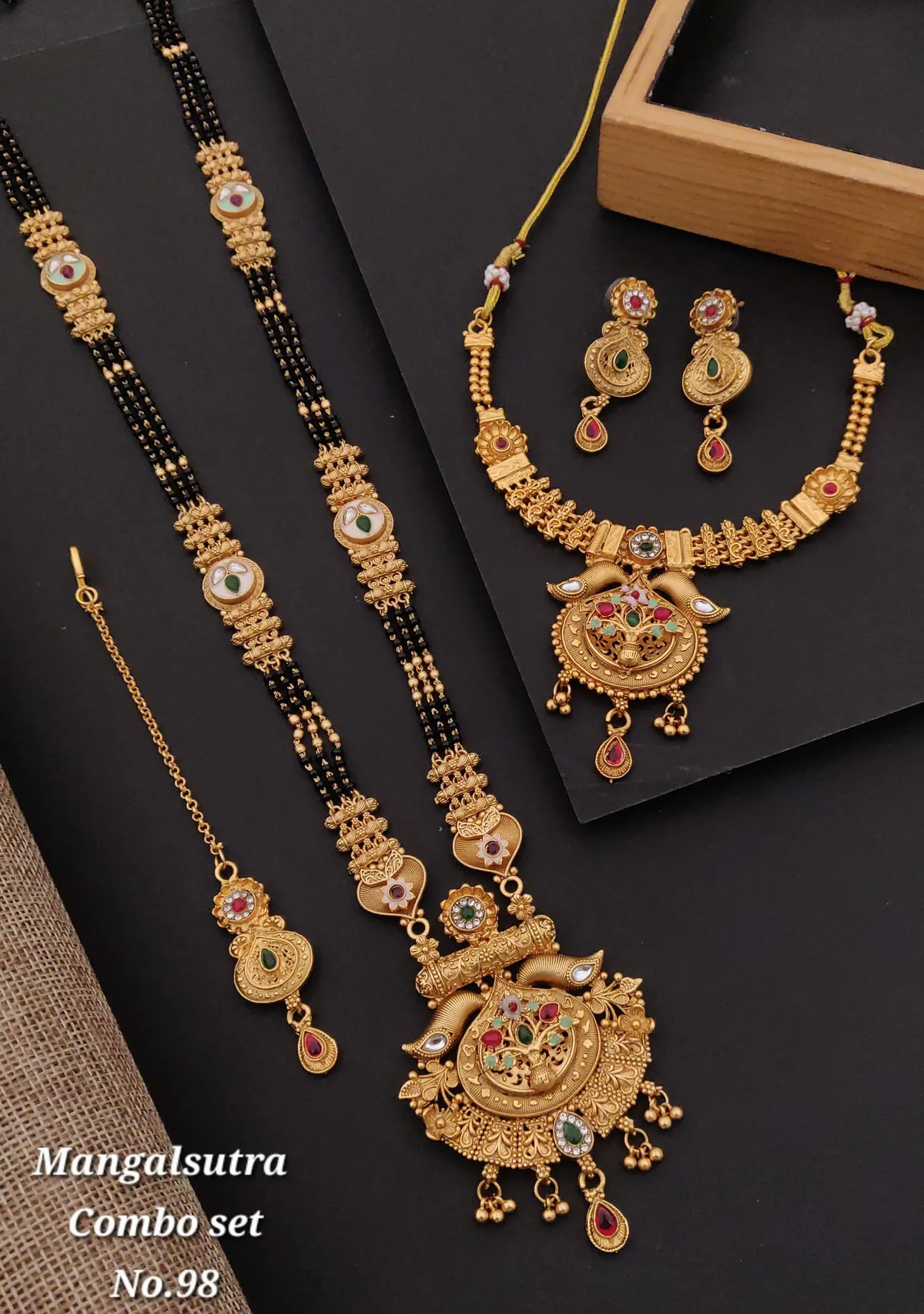 Gold_Pleated_Mangalsutra_Combo_Set Premium_Quality