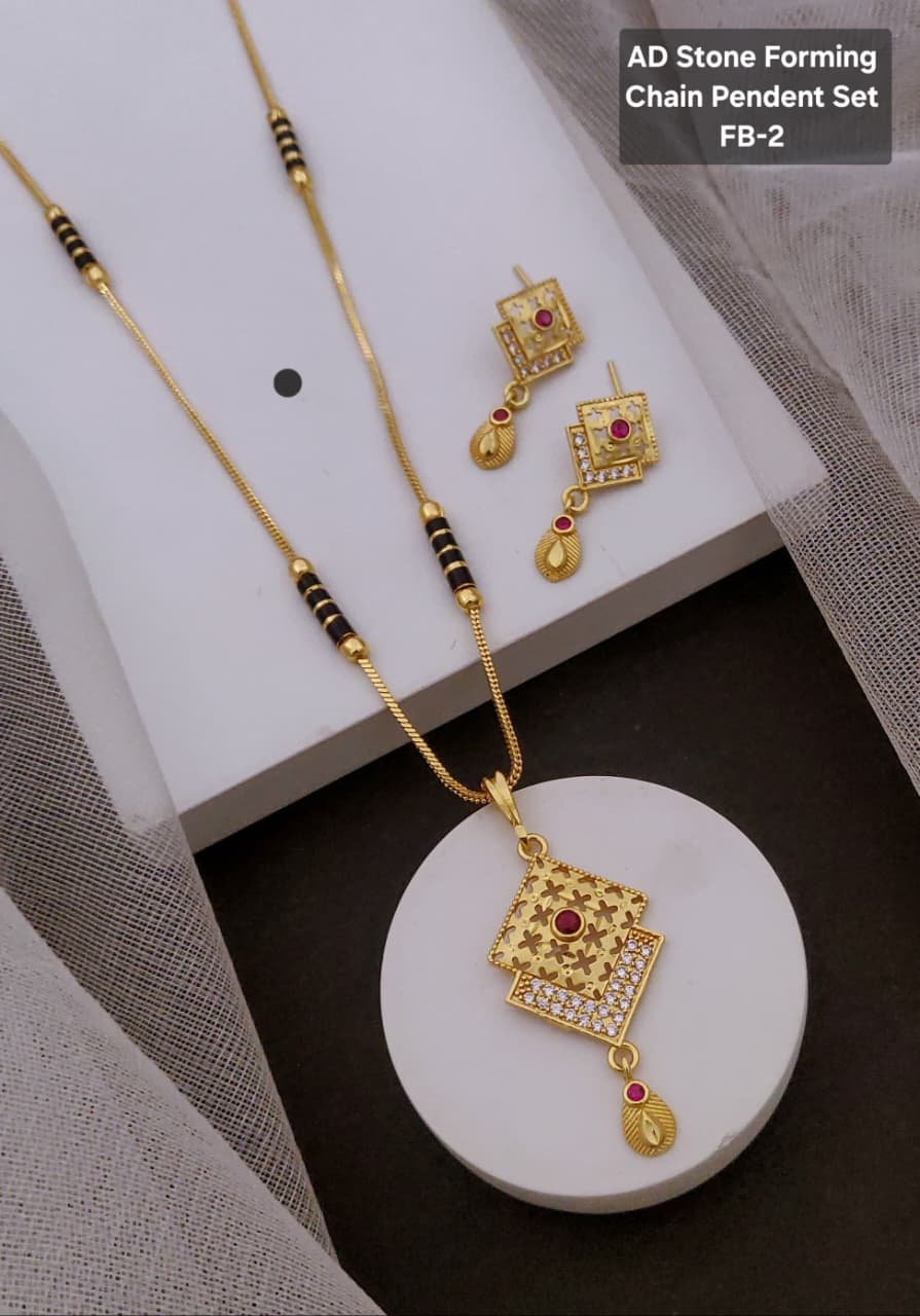 Micro Gold Plated mangalsutra With Earing