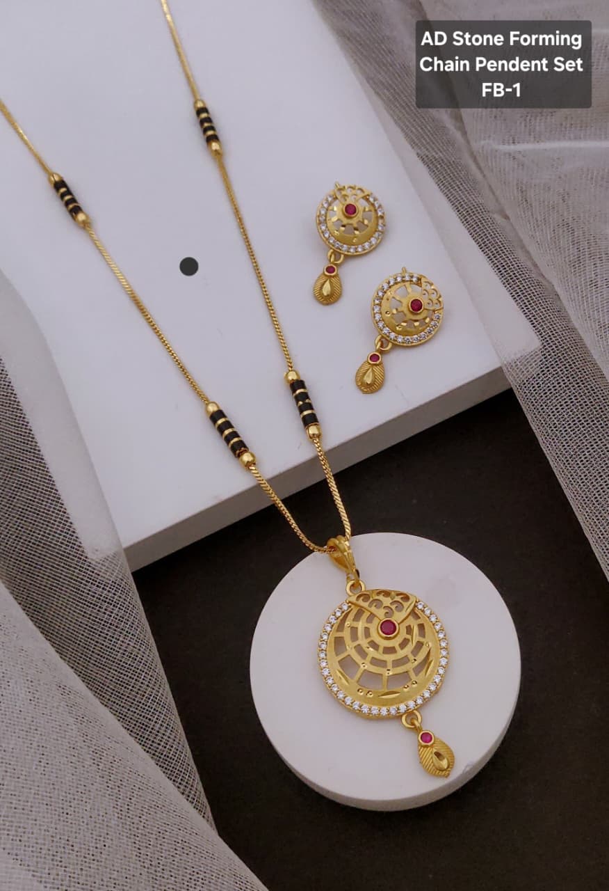 Micro Gold Plated mangalsutra With Earing