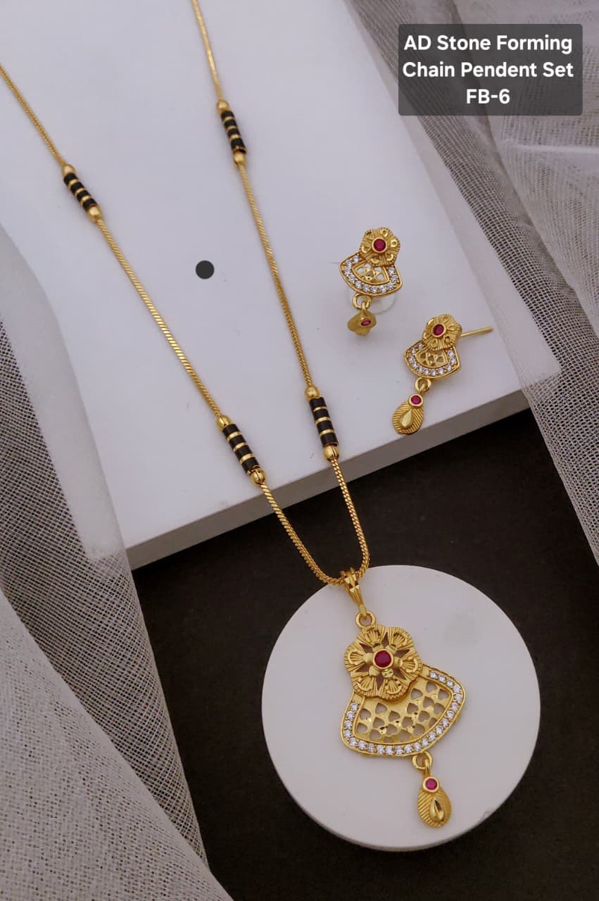 Micro Gold Plated mangalsutra With Earing