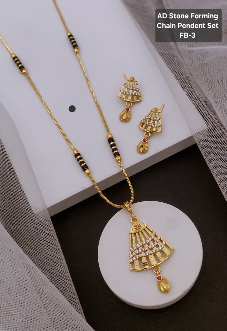 Micro Gold Plated mangalsutra With Earing