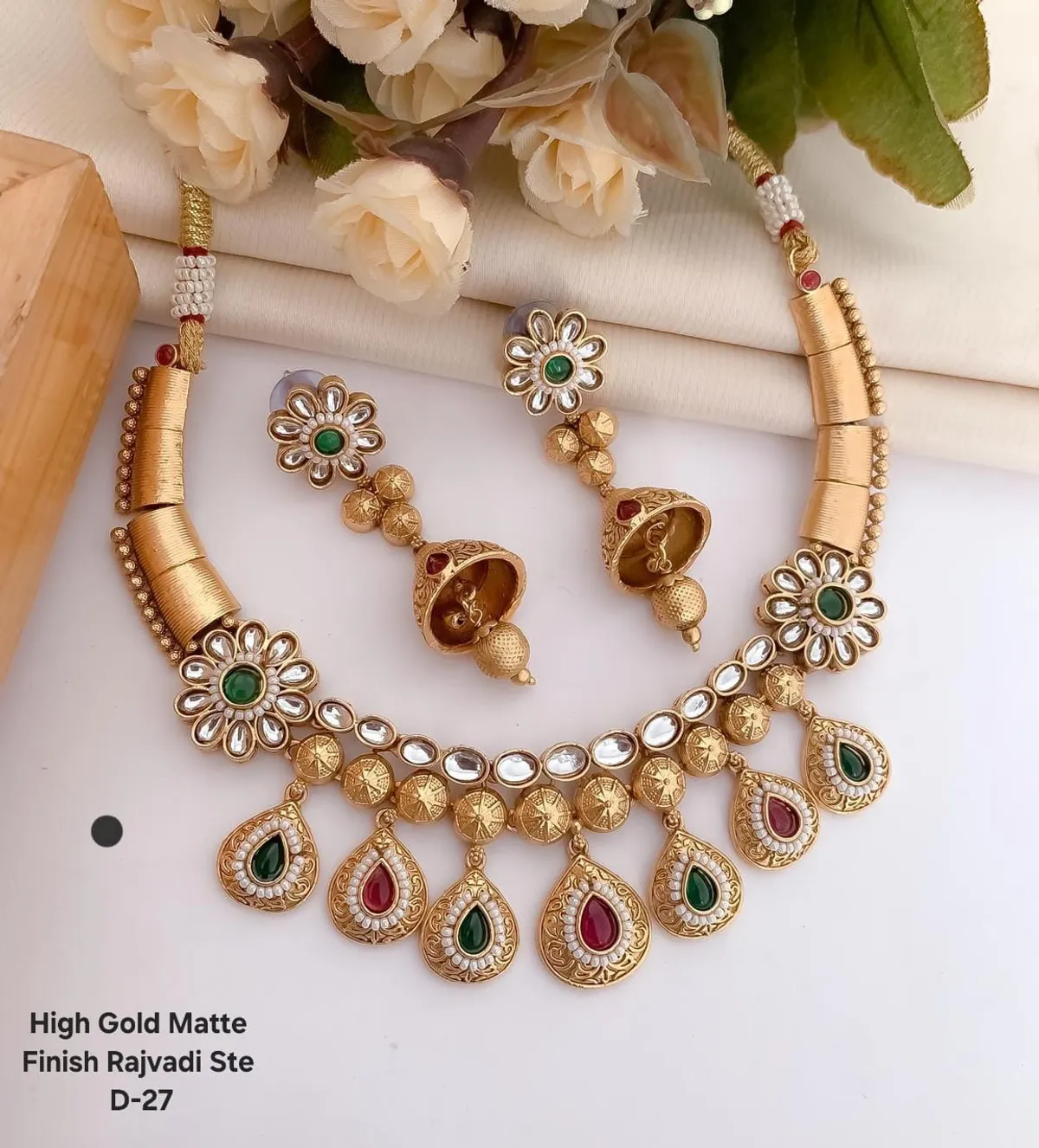 Premium Gold-Plated Multicolor Stone Necklace